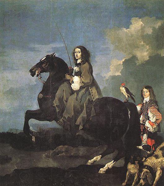Sebastien Bourdon Queen Christina of Sweden on Horseback oil painting picture